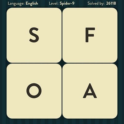 WORD BRAIN SPIDER ANSWERS LEVEL 9