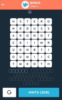 Wordbrain Themes Birds Level 2