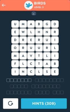 Wordbrain Themes Birds Level 3