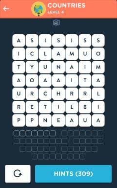 Wordbrain Themes Countries Level 4