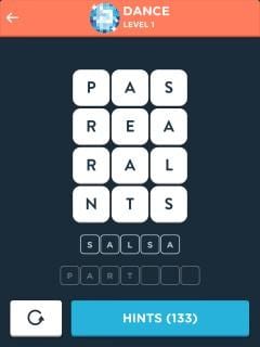 Wordbrain Themes Dance Level 1