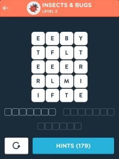 Wordbrain Themes Insects & Bugs Level 3