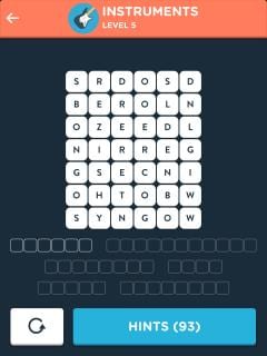 Wordbrain Themes Instruments Level 5