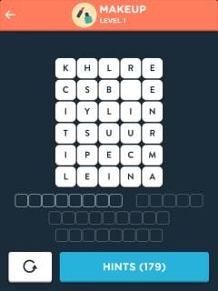 Wordbrain Themes Makeup Level 1