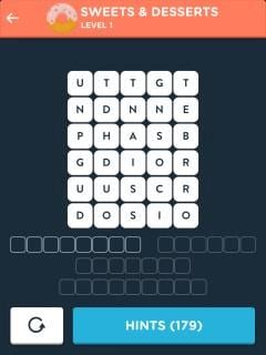 Wordbrain Themes Sweets & Desserts Level 1