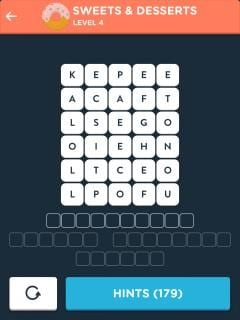 Wordbrain Themes Sweets & Desserts Level 4