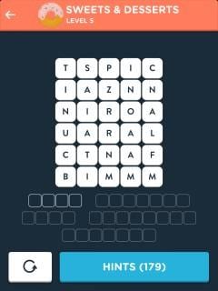 Wordbrain Themes Sweets & Desserts Level 5