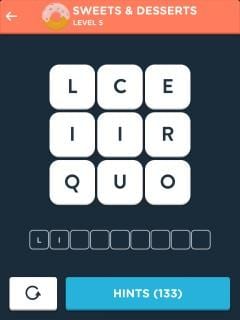 Wordbrain Themes Sweets & Desserts Level 5