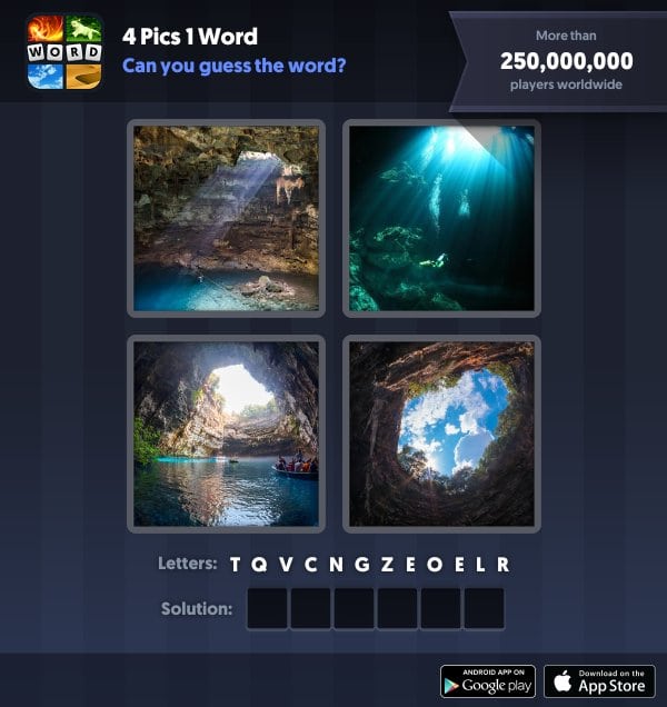 4 Pics 1 Word Daily Puzzle, September 30, 2018 Answers - Cenote