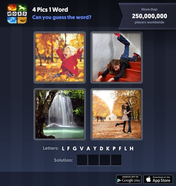 4 Pics 1 Word Daily Puzzle, October 16, 2018 Halloween Answers - fall