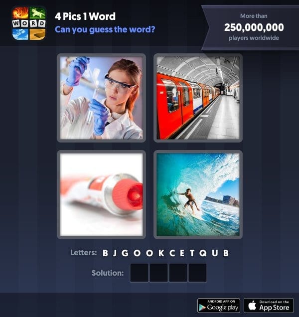 4 Pics 1 Word Daily Puzzle, October 26, 2018 Halloween Answers - tube