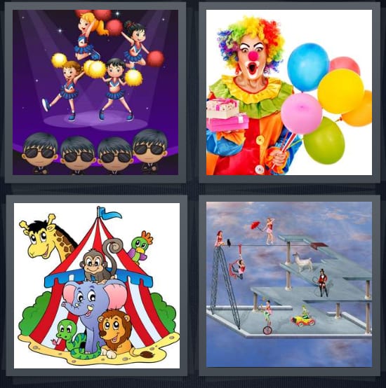 Cheerleaders, Clown, Circus, Painting