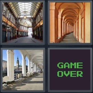 Market, Arches, Walkway, Game Over