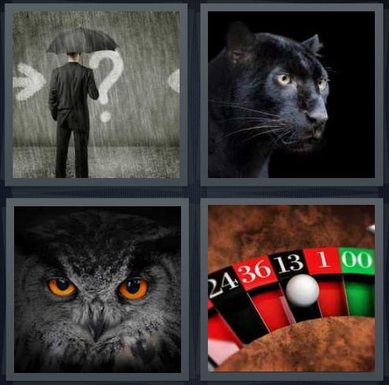 Umbrella, Jaguar, Owl, Roulette