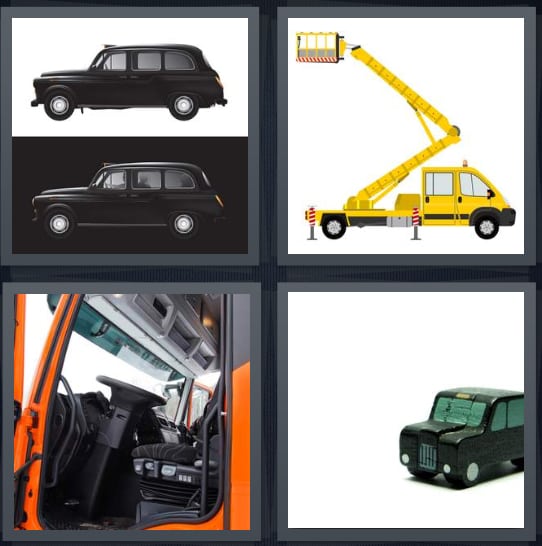 Taxi, Cherry Picker, Truck, Car