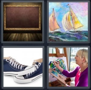 Frame, Sailboats, Sneakers, Painting
