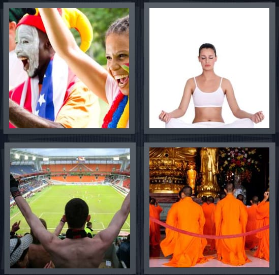 Fans, Meditate, Stadium, Monks