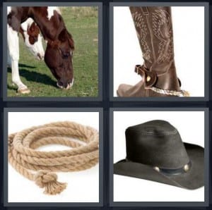 Horse, Boot, Lasso, Hat