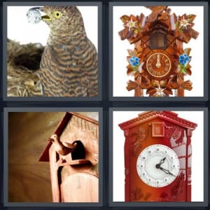 Bird, Clock, Wooden, Carved