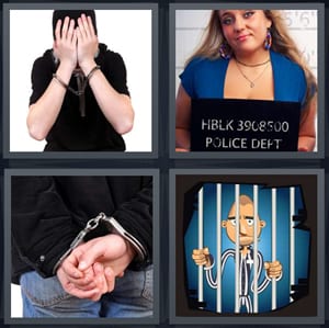 man being arrested, woman taking mugshot after arrest, man in handcuffs, cartoon man in jail