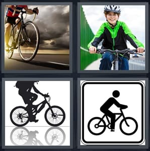 rider on highway fast bicycle, kid riding bike with helmet, drawing of bicycle with spoke wheels, street sign for bike