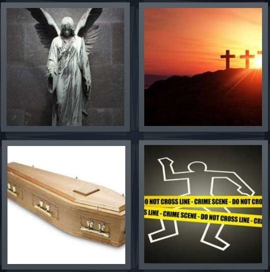 Angel, Crosses, Coffin, Crime scene