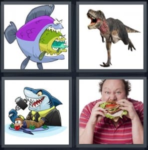 Fish, Dinosaur, Shark, Eat