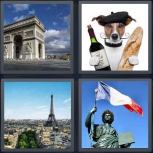 Arc, Baguette, Eiffel Tower, Flag