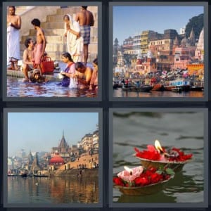 India, Varanasi, River, Candles