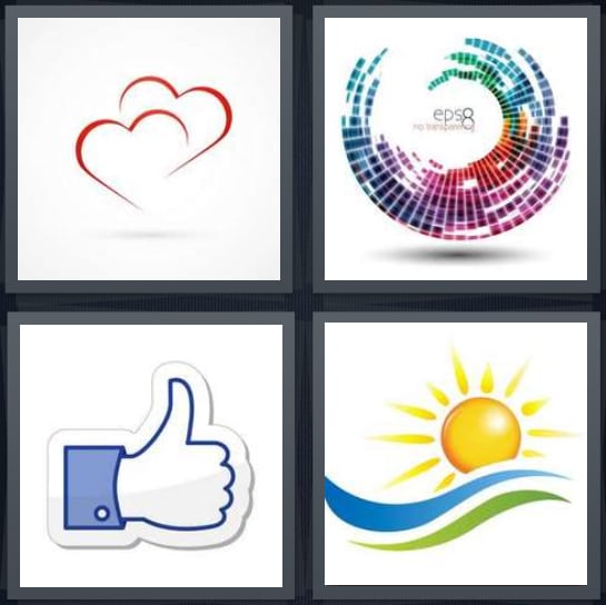 Hearts, Colors, Facebook, Sun