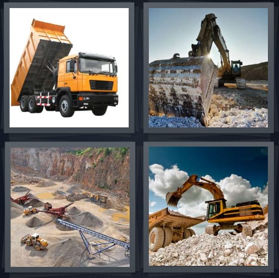 Truck, Bulldoze, Rocks, Construction