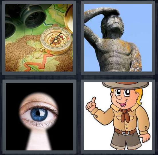 Compass, Statue, Keyhole, Boy