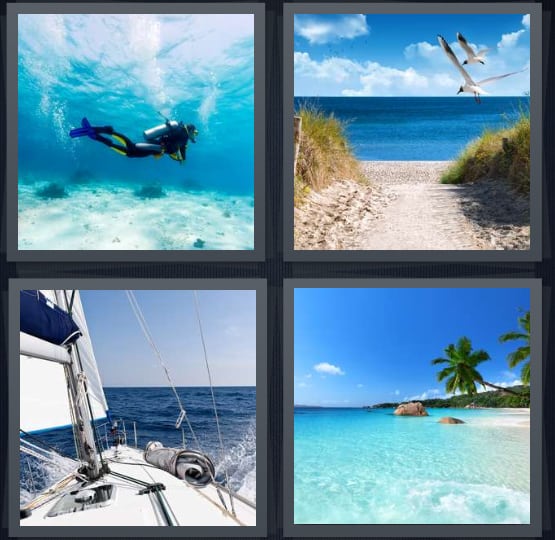 Diver, Beach, Yacht, Island