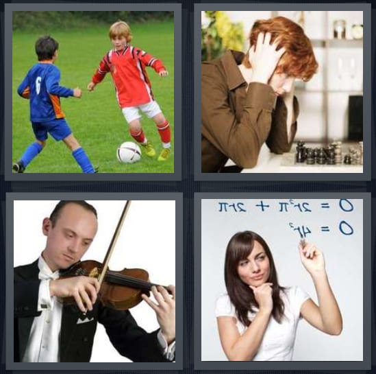 Soccer, Study, Violin, Math