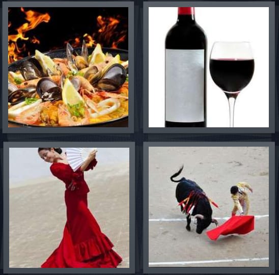 Paella, Wine, Flamenco, Bullfight