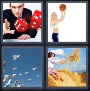 Dice, Basketball, Paper Airplanes, Hay