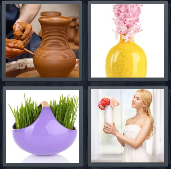 Pottery, Hydrangea, Grass, Flowers