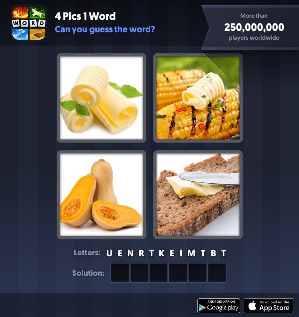 4 Pics 1 Word Daily Puzzle, November 15, 2018 Cuba Answers - butter