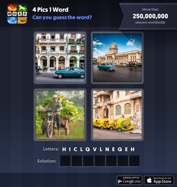 4 Pics 1 Word Daily Puzzle, November 19, 2018 Cuba Answers - vehicle