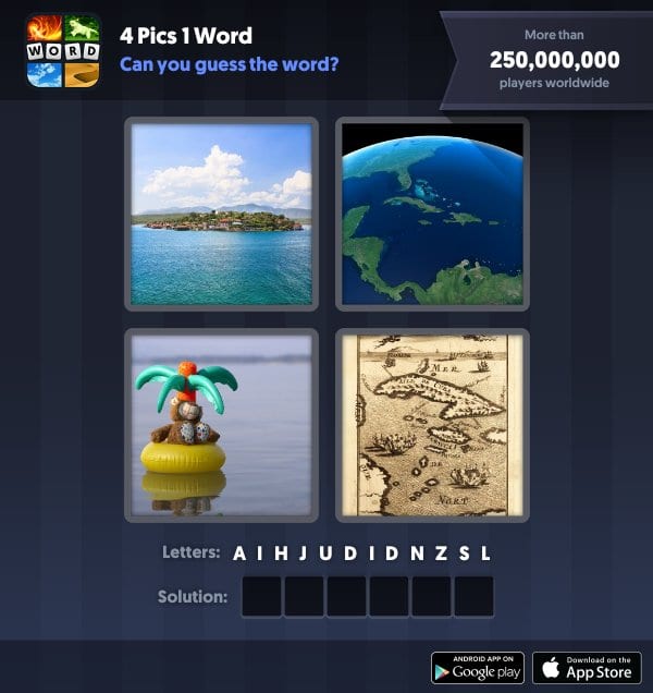 4 Pics 1 Word Daily Puzzle, November 22, 2018 Cuba Answers - island