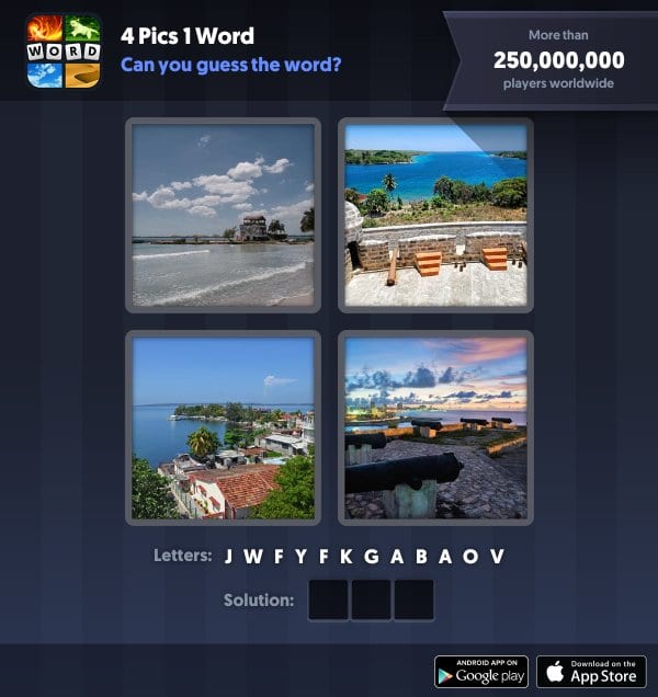 4 Pics 1 Word Daily Puzzle, November 28, 2018 Cuba Answers - bay