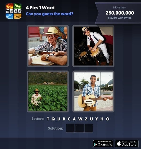 4 Pics 1 Word Daily Puzzle, November 5, 2018 Cuba Answers - hat