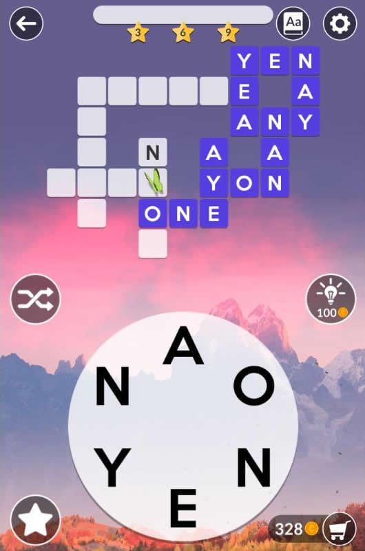 Wordscapes Daily Puzzle November 10 2018 Answers - ANY, AYE, ONE, YEN, NAN, NAY, YEA, YON, NEON, NONE, ANNOY, ANYONE