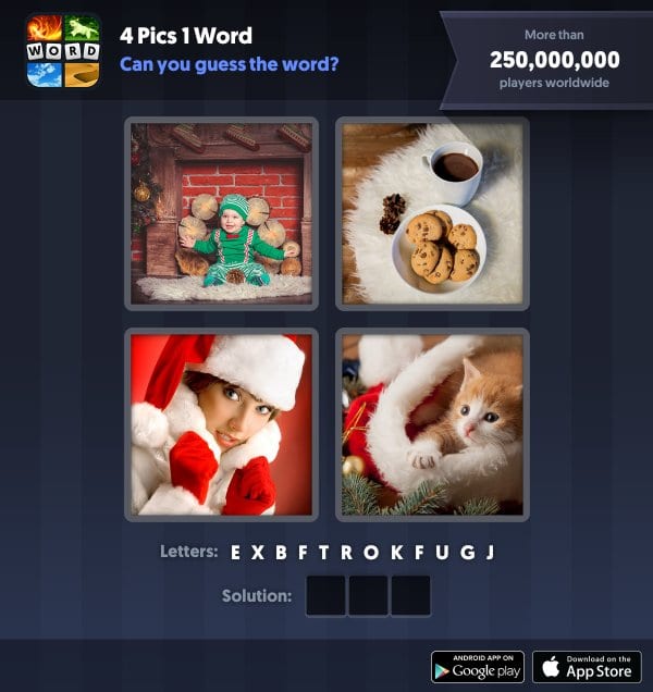4 Pics 1 Word Daily Puzzle, December 12, 2018 Christmas Answers - fur