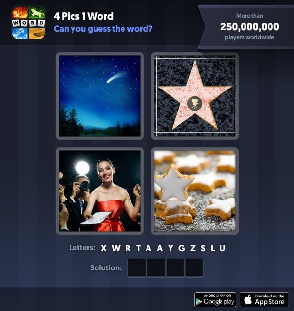 4 Pics 1 Word Daily Puzzle, December 13, 2018 Christmas Answers - star