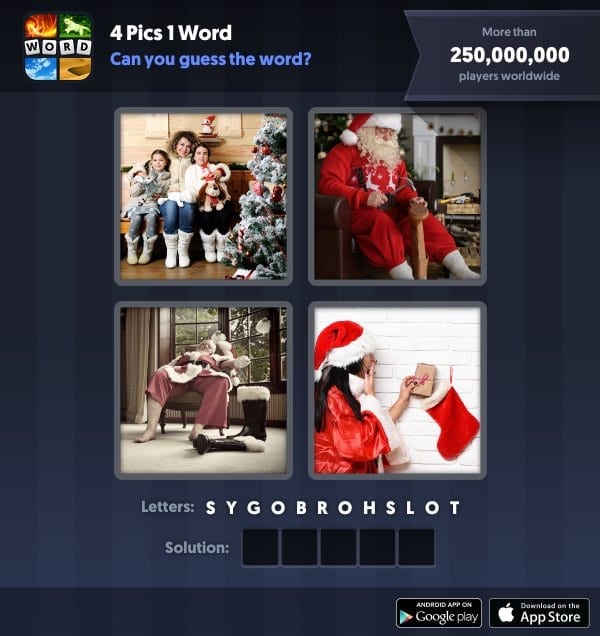 4 Pics 1 Word Daily Puzzle, December 14, 2018 Christmas Answers - boots