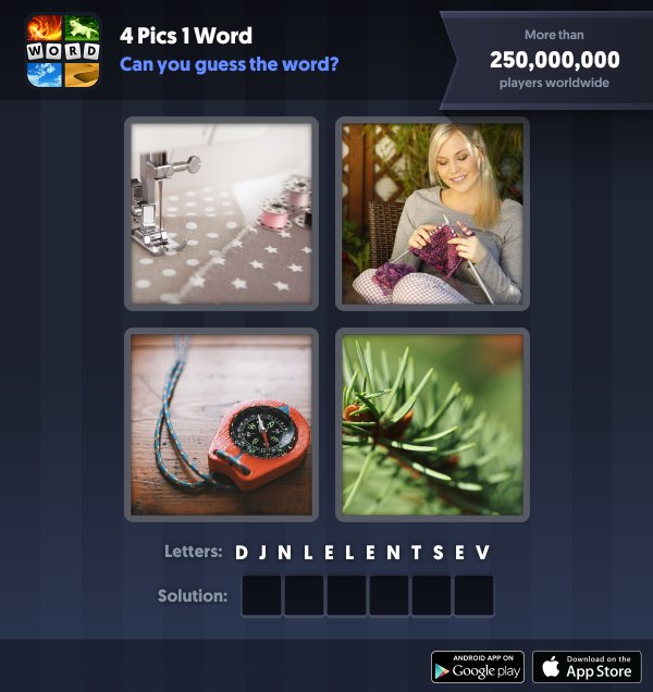 4 Pics 1 Word Daily Puzzle, December 22, 2018 Christmas Answers - needle