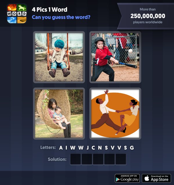 4 Pics 1 Word Daily Puzzle, January 4, 2019 New York Answers - swing